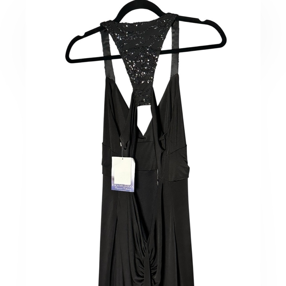 Deadstock NWTJessica McClintock Gunne Sax Black Dress Maxi Open Back Gown Sz 8 - Picture 5 of 9
